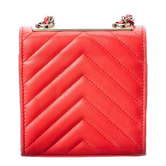 Chanel Vermilion Quilted Lambskin Leather Chevron Mini Flap Bag (Authentic - Picture 2 of 5